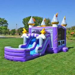 JumpOrangeThunderCommercialGradeBounceHouseWaterSlideforK 3 Thunder dual lane combo